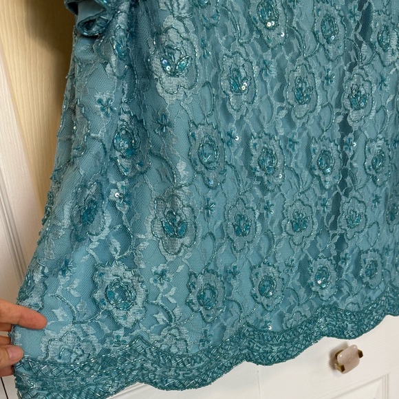 NWT Candlelight & Champagne Turquoise‎ Beaded Short Sleeved Blouse Plus Size 24W - Picture 4 of 10